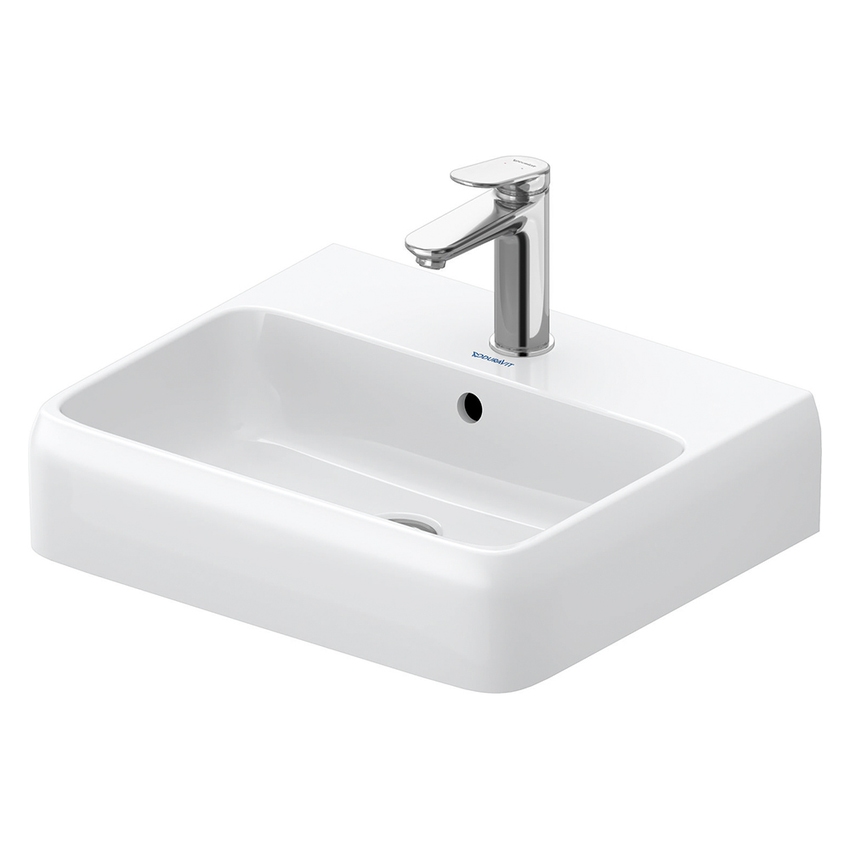 Immagine di Duravit QATEGO lavabo consolle rettificato L.50 cm, con troppopieno e foro per rubinetteria, colore bianco 2382500027