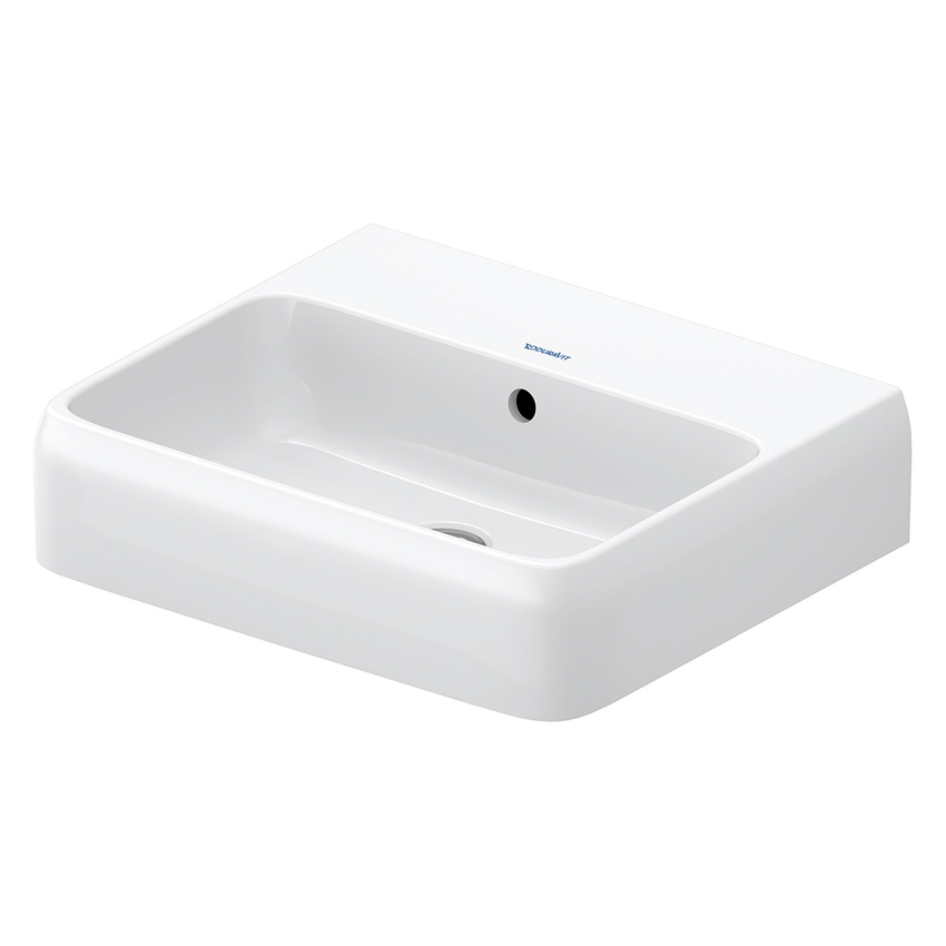 Immagine di Duravit QATEGO lavabo consolle rettificato L.50 cm, con troppopieno, senza foro per rubinetteria, colore bianco 2382500028