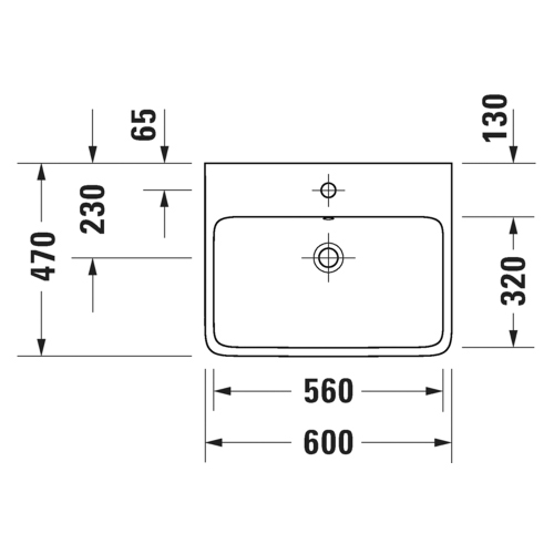 Immagine di Duravit QATEGO lavabo consolle L.60 cm, con troppopieno e foro per rubinetteria, colore bianco 2382600000
