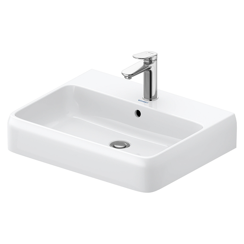 Immagine di Duravit QATEGO lavabo consolle rettificato L.60 cm, con troppopieno e foro per rubinetteria, colore bianco 2382600027