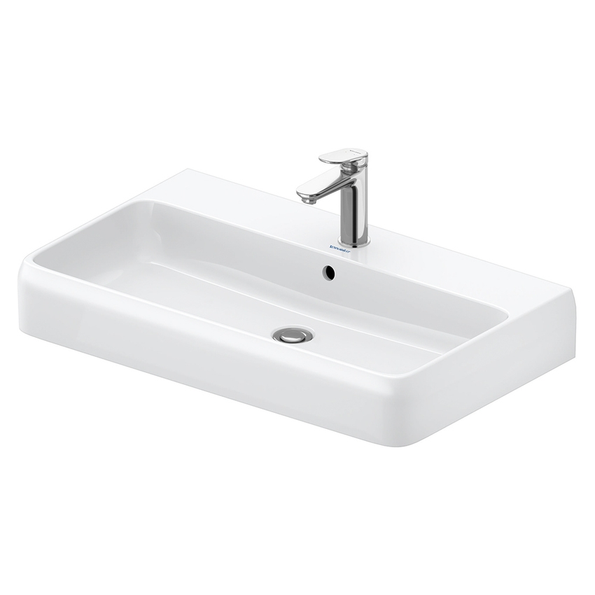 Immagine di Duravit QATEGO lavabo consolle rettificato L.80 cm, con troppopieno e foro per rubinetteria, colore bianco 2382800027