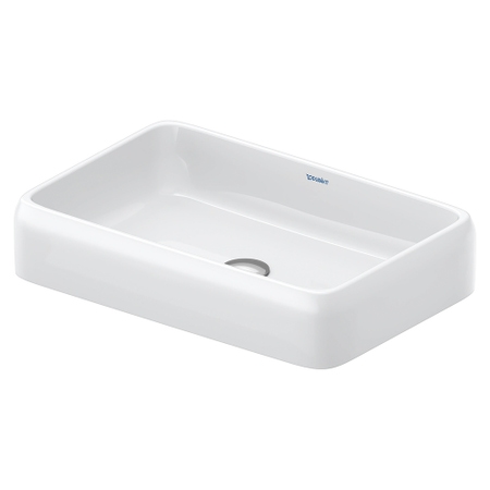Immagine di Duravit QATEGO bacinella da appoggio soprapiano L.60 cm, rettificata, senza troppopieno e senza foro rubinetteria, colore bianco 2383600079