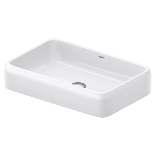 Immagine di Duravit QATEGO bacinella da appoggio soprapiano L.60 cm, rettificata, senza troppopieno e senza foro rubinetteria, colore bianco 2383600079