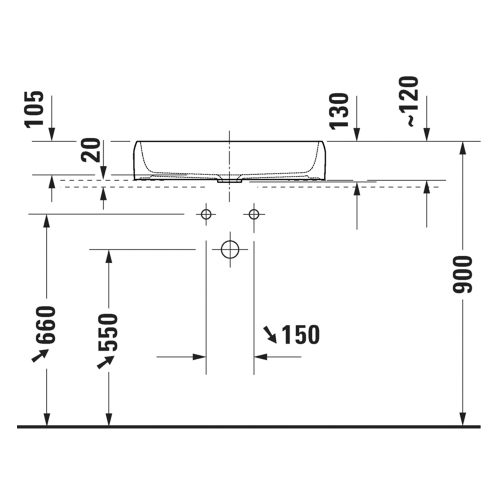 Immagine di Duravit QATEGO bacinella da appoggio soprapiano L.60 cm, rettificata, senza troppopieno e senza foro rubinetteria, colore bianco 2383600079
