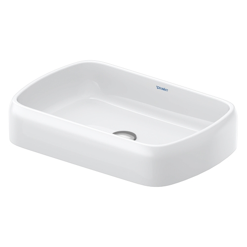 Immagine di Duravit QATEGO bacinella da appoggio soprapiano L.60 cm, rettificata, senza troppopieno e senza foro rubinetteria, colore bianco 2384600079