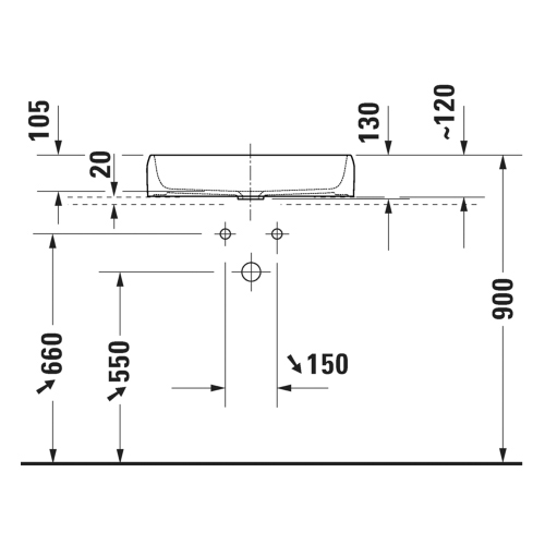 Immagine di Duravit QATEGO bacinella da appoggio soprapiano L.60 cm, rettificata, senza troppopieno e senza foro rubinetteria, colore bianco 2384600079