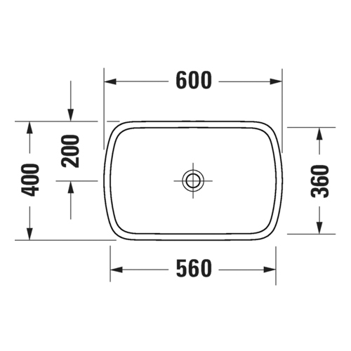 Immagine di Duravit QATEGO bacinella da appoggio soprapiano L.60 cm, rettificata, senza troppopieno e senza foro rubinetteria, colore bianco 2384600079