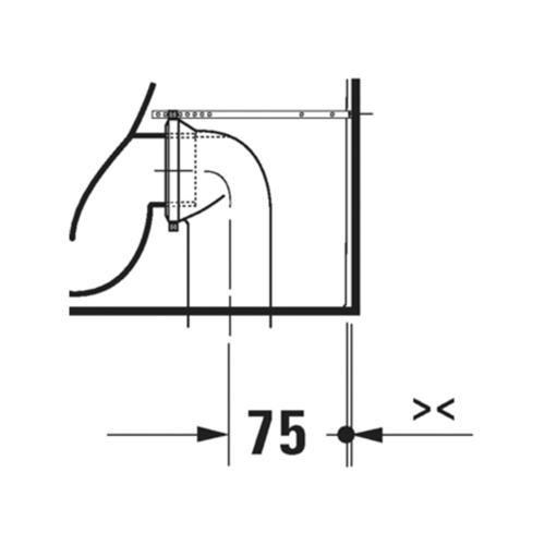 Immagine di Duravit QATEGO vaso a pavimento Rimless, a cacciata, filo parete, senza sedile, colore bianco 2020090000