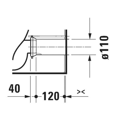 Immagine di Duravit QATEGO vaso a pavimento Rimless, a cacciata, filo parete, senza sedile, colore bianco 2020090000