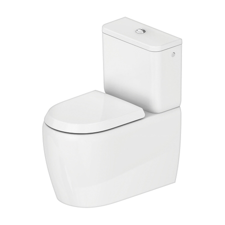 Immagine di Duravit QATEGO vaso monoblocco a pavimento Rimless, a cacciata, per cassetta appoggiata non inclusa, senza sedile, colore bianco 2021090000