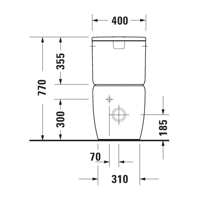 Immagine di Duravit QATEGO vaso monoblocco a pavimento Rimless, a cacciata, per cassetta appoggiata non inclusa, senza sedile, colore bianco 2021090000