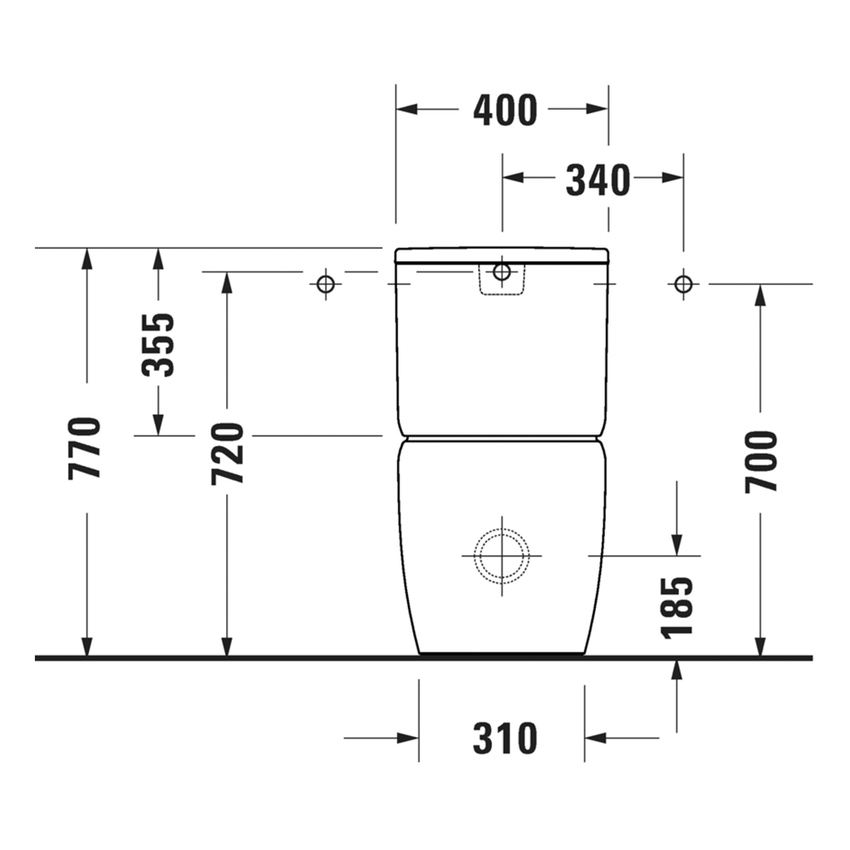 Immagine di Duravit QATEGO vaso monoblocco a pavimento Rimless, a cacciata, per cassetta appoggiata non inclusa, senza sedile, colore bianco 2021090000