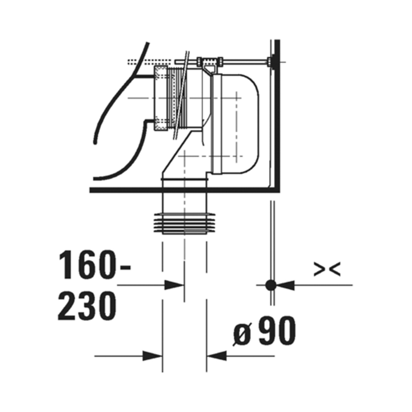 Immagine di Duravit QATEGO vaso monoblocco a pavimento Rimless, a cacciata, per cassetta appoggiata non inclusa, senza sedile, colore bianco 2021090000