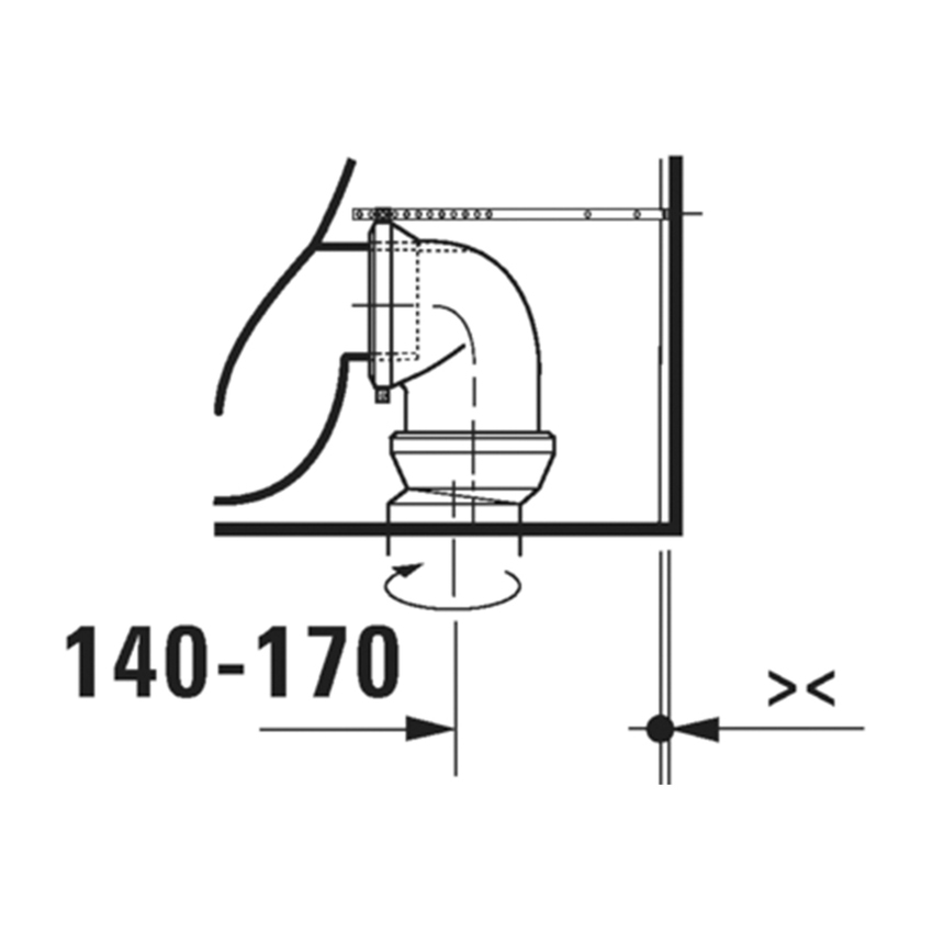 Immagine di Duravit QATEGO vaso monoblocco a pavimento Rimless, a cacciata, per cassetta appoggiata non inclusa, senza sedile, colore bianco 2021090000