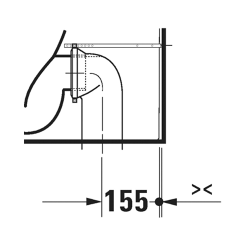 Immagine di Duravit QATEGO vaso monoblocco a pavimento Rimless, a cacciata, per cassetta appoggiata non inclusa, senza sedile, colore bianco 2021090000