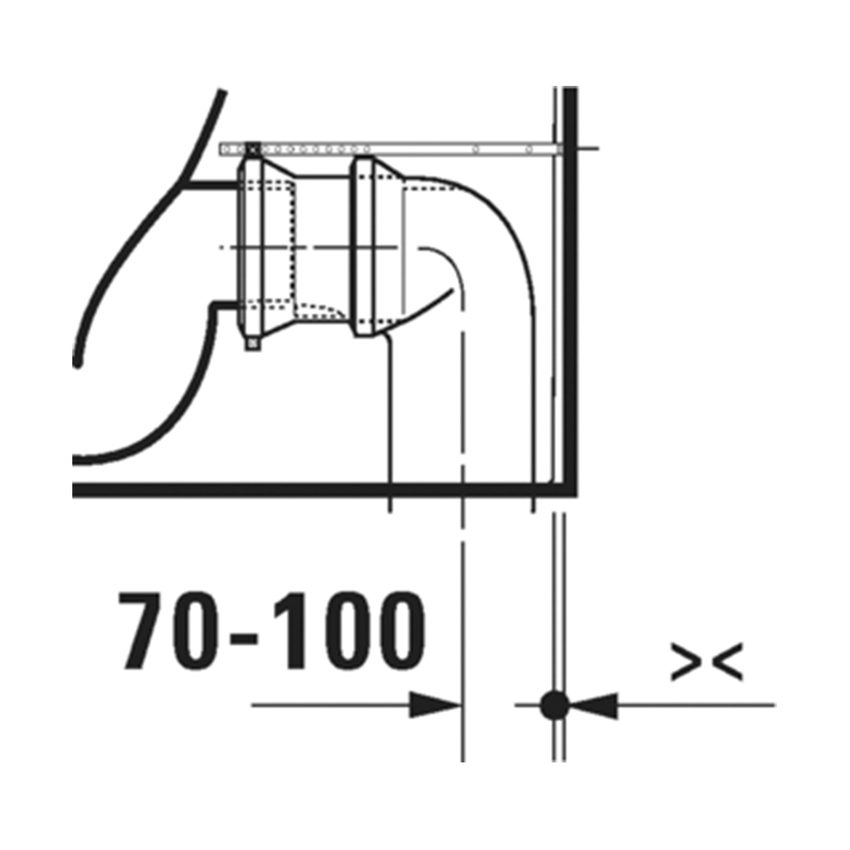 Immagine di Duravit QATEGO vaso monoblocco a pavimento Rimless, a cacciata, per cassetta appoggiata non inclusa, senza sedile, colore bianco 2021090000