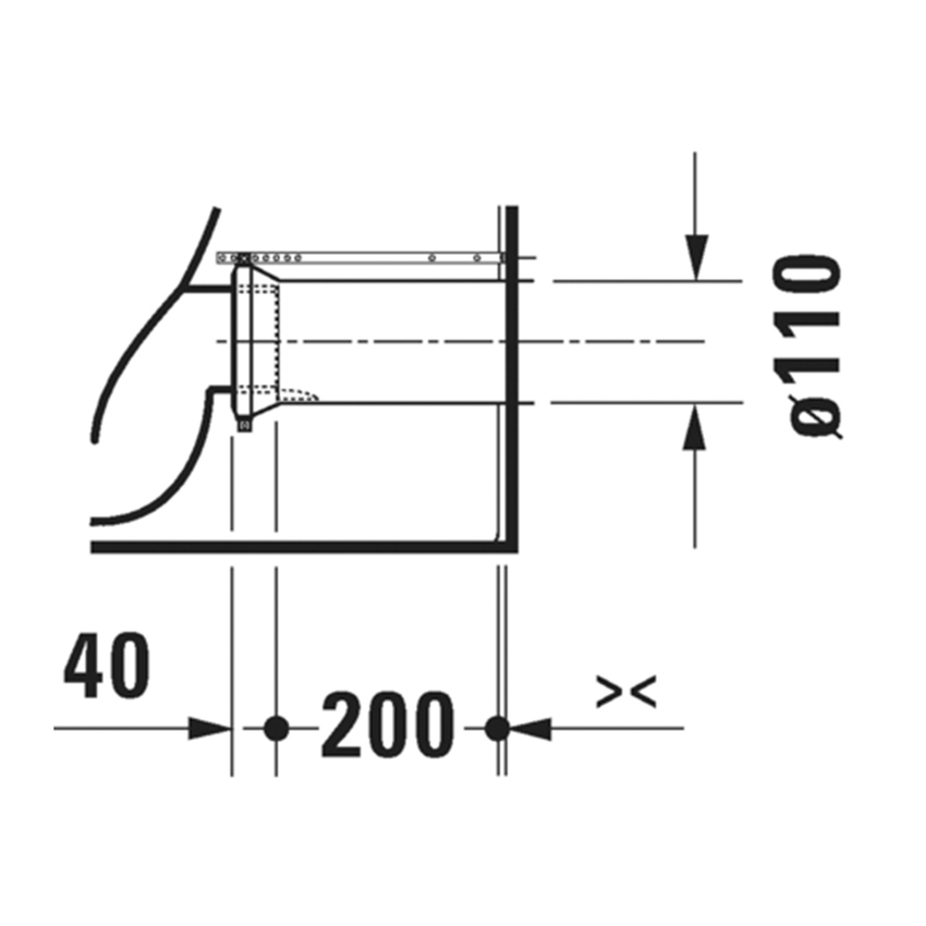 Immagine di Duravit QATEGO vaso monoblocco a pavimento Rimless, a cacciata, per cassetta appoggiata non inclusa, senza sedile, colore bianco 2021090000