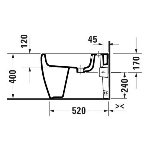 Immagine di Duravit QATEGO bidet a pavimento, con troppopieno e foro per rubinetteria, colore bianco 2263100000