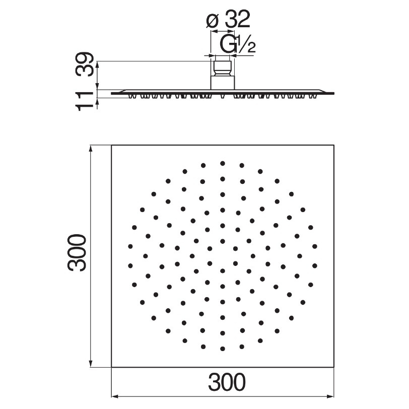 Immagine di Nobili Soffione doccia rettangolare a snodo 30 cm, finitura cromo AD139/118CR