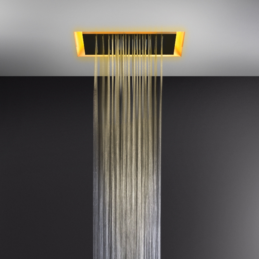 Immagine di Gessi AFILO sistema doccia 50 cm a controsoffitto, con cromoterapia e funzione pioggia, finitura matte white 57501#279