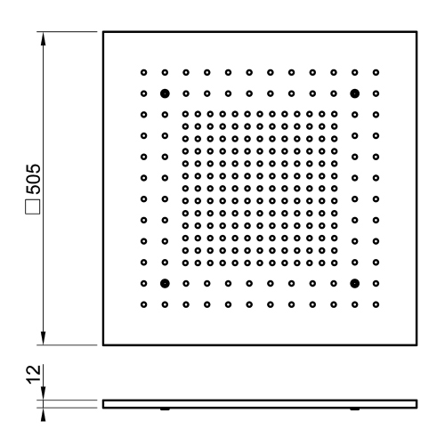 Immagine di Gessi AFILO kit sistema doccia 50 cm a controsoffitto, con cromoterapia e funzione pioggia e cover estetica 50 cm, finitura steel brushed 57501#279+57012#239