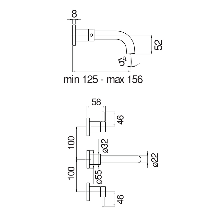 Immagine di Nobili VELIS miscelatore ad incasso per lavabo, 2 maniglie, senza corpo incasso, senza scarico, finitura cromo VE125298/ECR