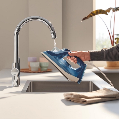 Immagine di Grohe BLUE PURE BAUCURVE miscelatore monocomando per lavello con sistema filtrante dell’acqua, finitura cromo 30581000
