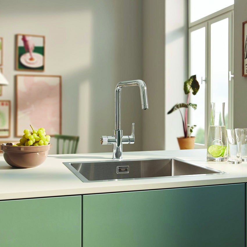 Immagine di Grohe BLUE PURE EUROSMART miscelatore monocomando per lavello con sistema filtrante dell’acqua, finitura cromo 30584000