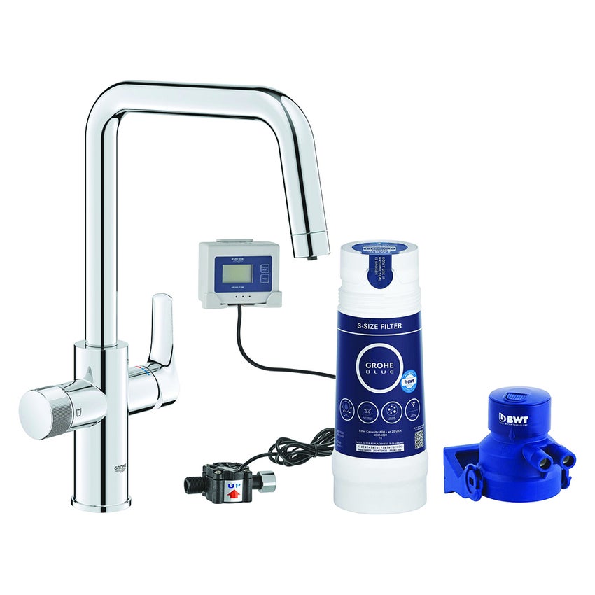 Immagine di Grohe BLUE PURE EUROSMART miscelatore monocomando per lavello con sistema filtrante dell’acqua finitura cromo lucido 30584000