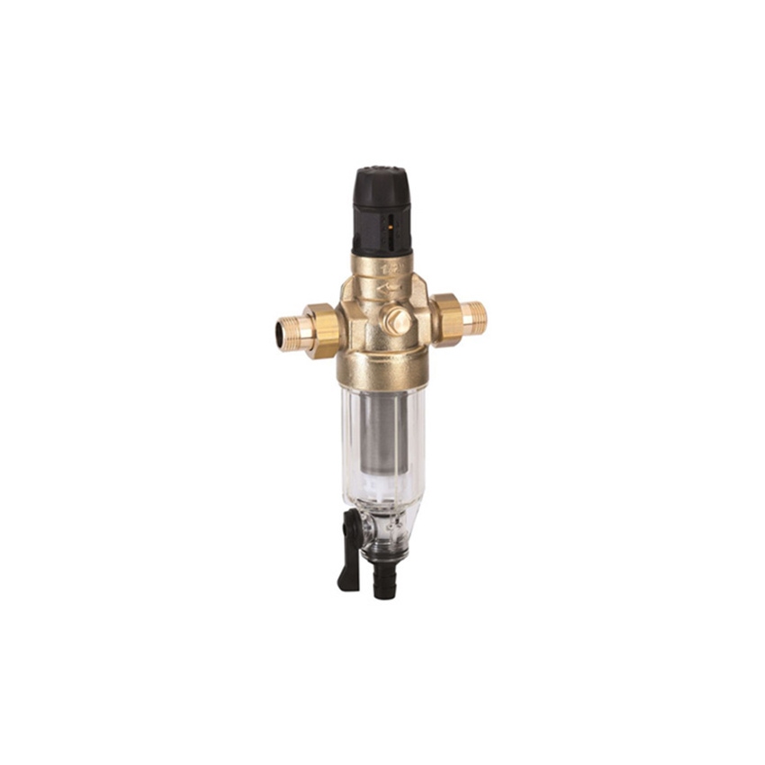 Immagine di Cillit Mini Protector Combi filtro dissabbiatore di sicurezza completo di riduttore di pressione regolabile e rubinetto di base, raccordi 1" AF 010454AA
