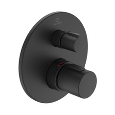 Immagine di Ideal Standard CERATHERM T100 miscelatore termostatico per doccia, con deviatore, senza corpo incasso, colore nero seta finitura opaco A5813XG