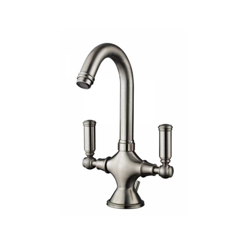 Immagine di Bossini LIBERTY LINE miscelatore per lavabo H.29 cm, monoforo, con bocca girevole e scarico 1”1/4, finitura nichel spazzolato Z001301094