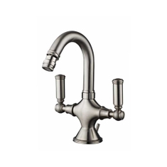 Immagine di Bossini LIBERTY LINE miscelatore per bidet H.23 cm, monoforo, con bocca girevole e scarico 1”1/4, finitura nichel spazzolato Z001401094