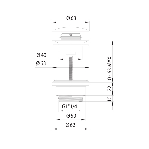 Immagine di Bossini Piletta di scarico click clack 1” 1/4, finitura cromo Z000301094