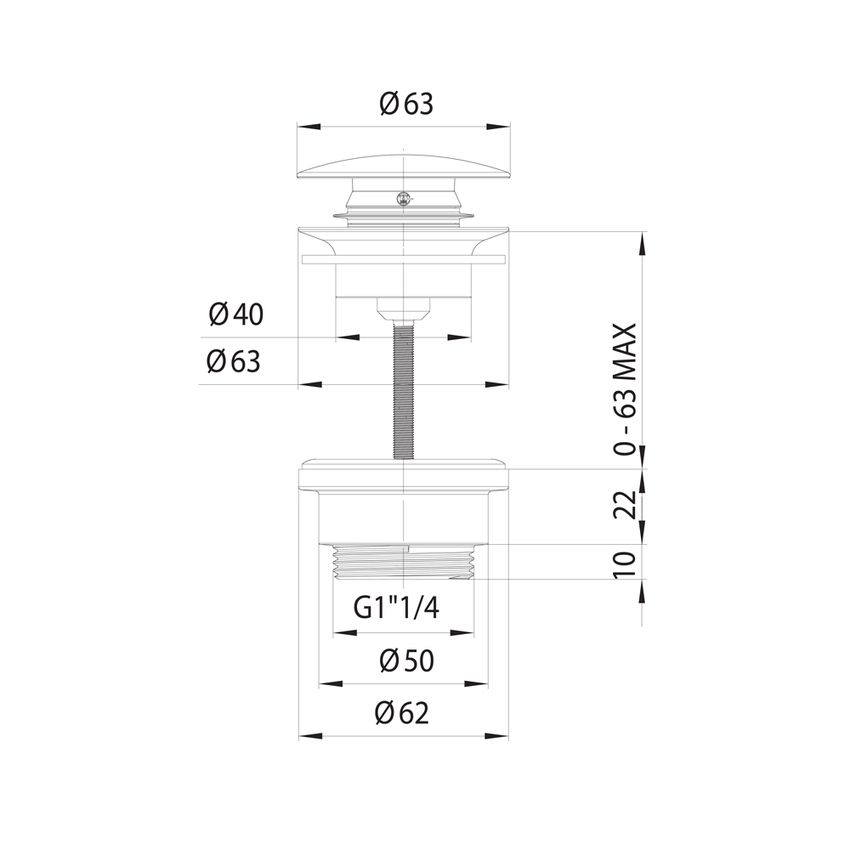 Immagine di Bossini Piletta di scarico click clack 1” 1/4, finitura cromo Z000301094