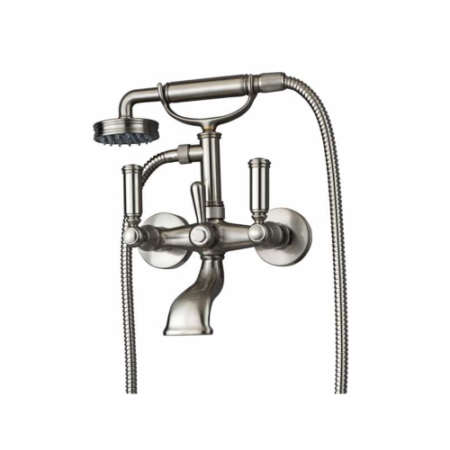 Immagine di Bossini LIBERTY LINE gruppo esterno vasca con deviatore, doccia Liberty-Gom, flessibile in ottone con doppia aggraffatura 150 cm, finitura nichel spazzolato Z001103094