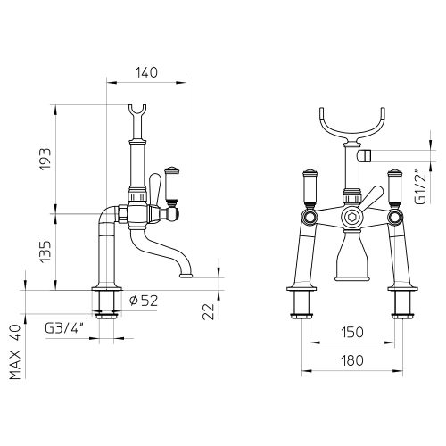 Immagine di Bossini LIBERTY LINE gruppo esterno 2 fori bordo vasca, con deviatore, doccia Liberty-Gom, flessibile in ottone con doppia aggraffatura 150 cm, finitura nichel spazzolato Z001106094