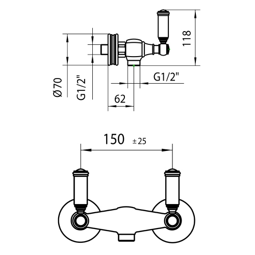 Immagine di Bossini LIBERTY LINE gruppo esterno doccia con uscita da 1/2", finitura nichel spazzolato Z001101094