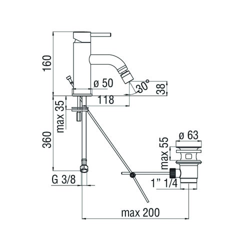 Immagine di Nobili LIVE miscelatore bidet monocomando, finitura inox LV00119/1IX