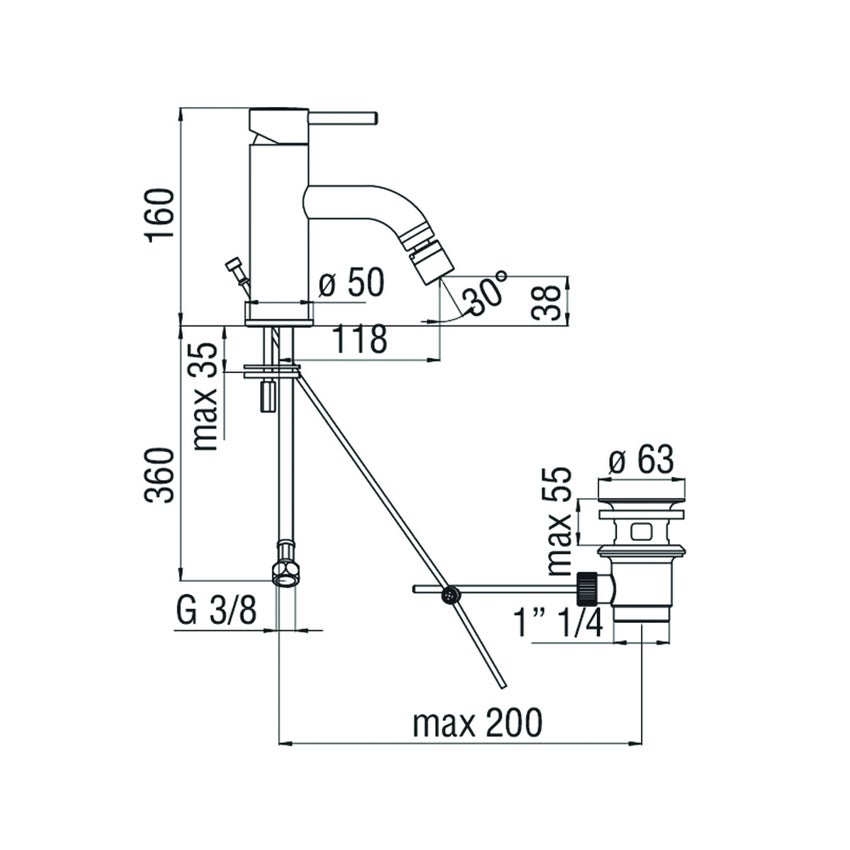 Immagine di Nobili LIVE miscelatore bidet monocomando, finitura inox LV00119/1IX