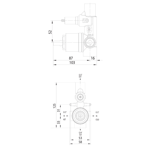 Immagine di Bossini corpo incasso per miscelatore monocomando 2 vie, attacco da 1/2" Z00005000000005