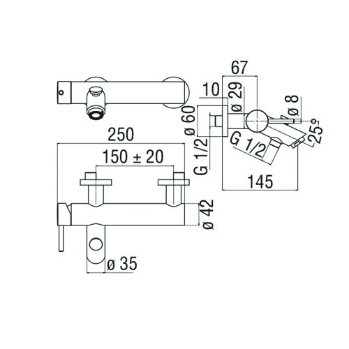 Immagine di Nobili LIVE miscelatore vasca monocomando esterno, finitura cromo LV00110/1CR