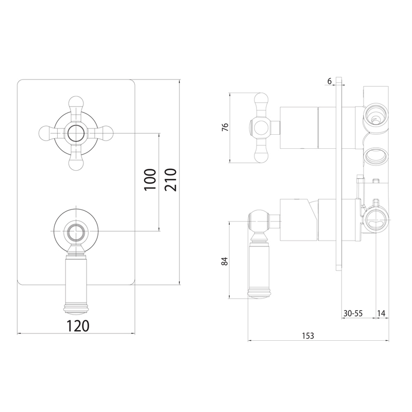 Immagine di Bossini LIBERTY LINE miscelatore monocomando 2-3-4-5 vie, senza corpo incasso, finitura nichel spazzolato Z00065000094005
