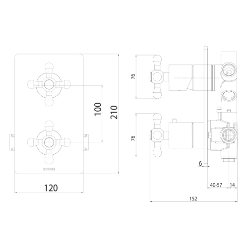Immagine di Bossini LIBERTY LINE miscelatore monocomando 1-2-3-4-5 vie, senza corpo incasso, finitura nichel spazzolato Z00068000094005