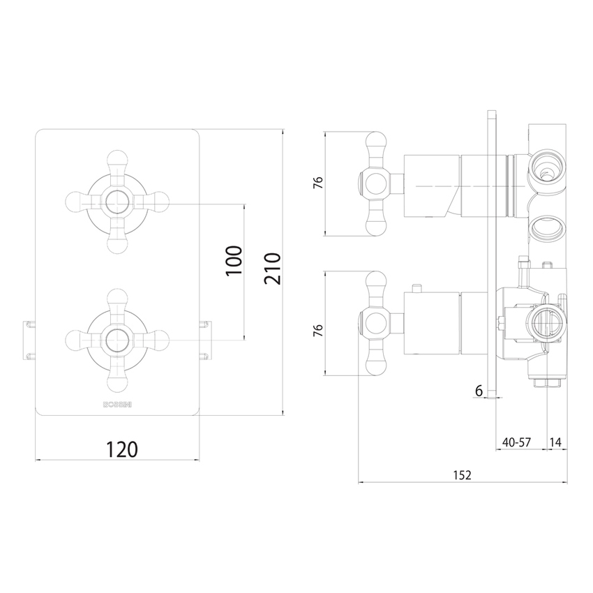 Immagine di Bossini LIBERTY LINE miscelatore monocomando 1-2-3-4-5 vie, senza corpo incasso, finitura nichel spazzolato Z00068000094005