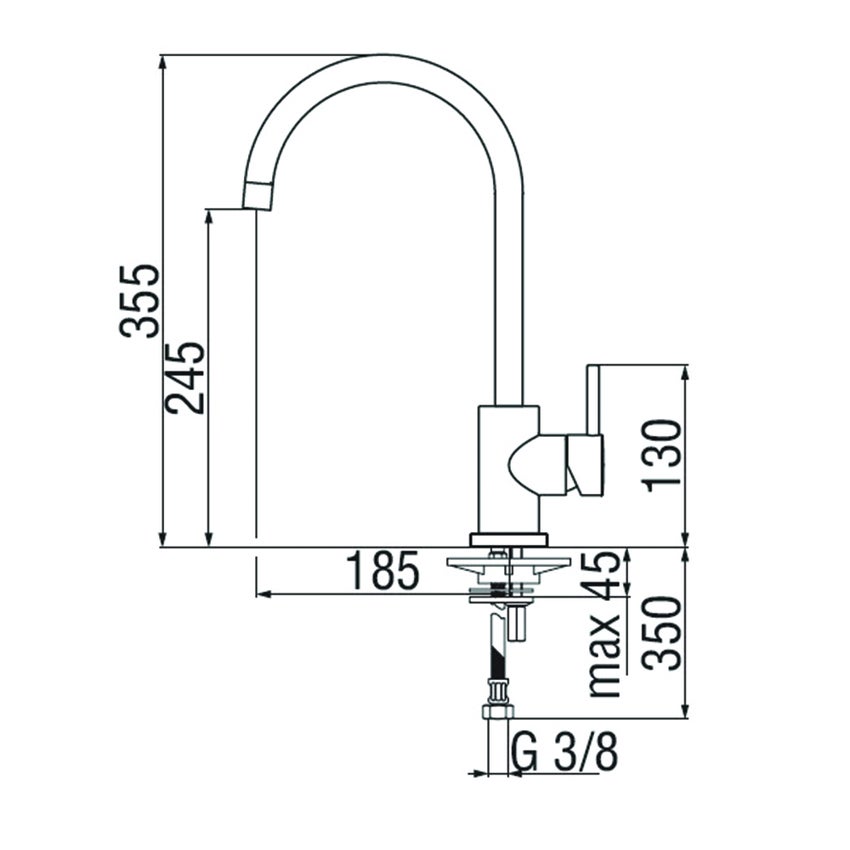 Immagine di Nobili LIVE miscelatore monocomando H.36 cm per lavello, finitura cromo LV00133CR