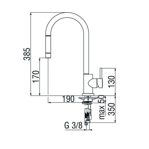 Immagine di Nobili LIVE miscelatore monocomando per lavello con doccetta monogetto estraibile, finitura inox LV00137/1IX