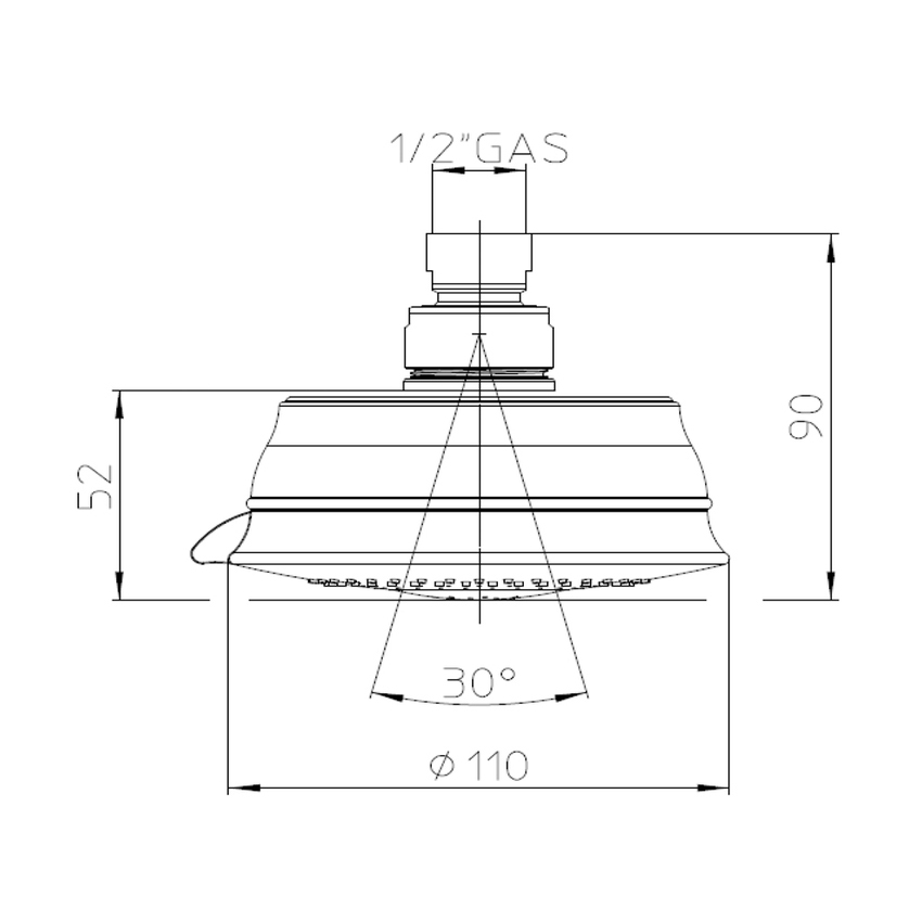 Immagine di Bossini LIBERTY LINE soffione Classic/3 LP Ø 11 cm, con snodo, attacchi da 1/2" F, finitura cromo I00225000030005