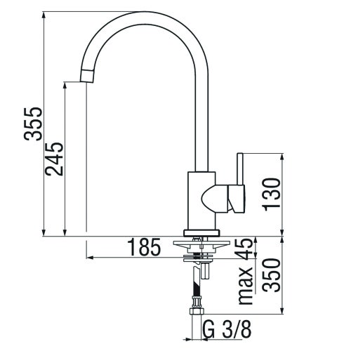 Immagine di Nobili LIVE miscelatore monocomando H.36 cm per lavello, colore mora finitura opaco LV00133BM