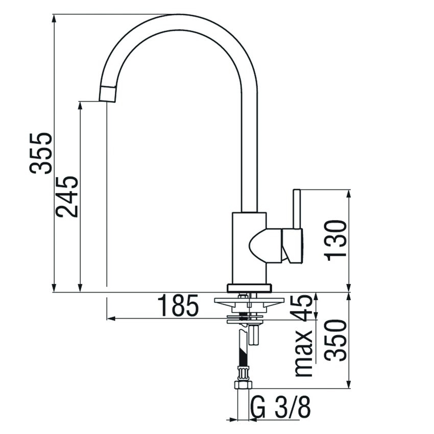Immagine di Nobili LIVE miscelatore monocomando H.36 cm per lavello, colore mora finitura opaco LV00133BM